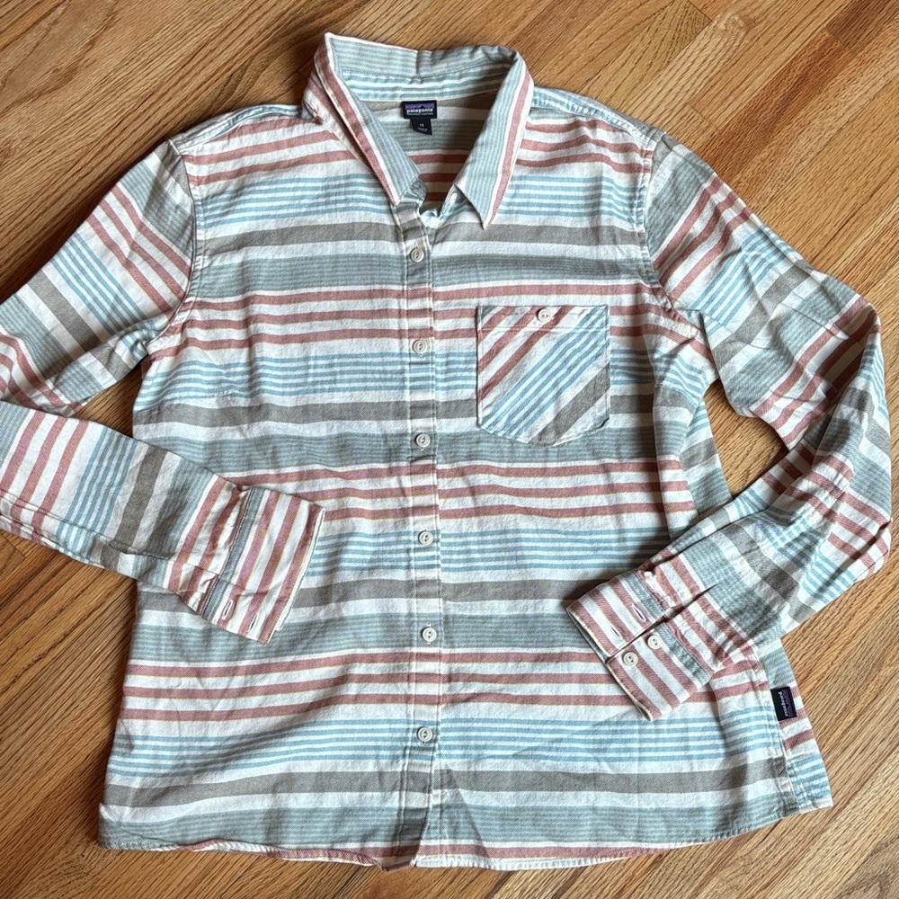 Patagonia size 12 women’s Multicolor Striped Button-Down Shirt